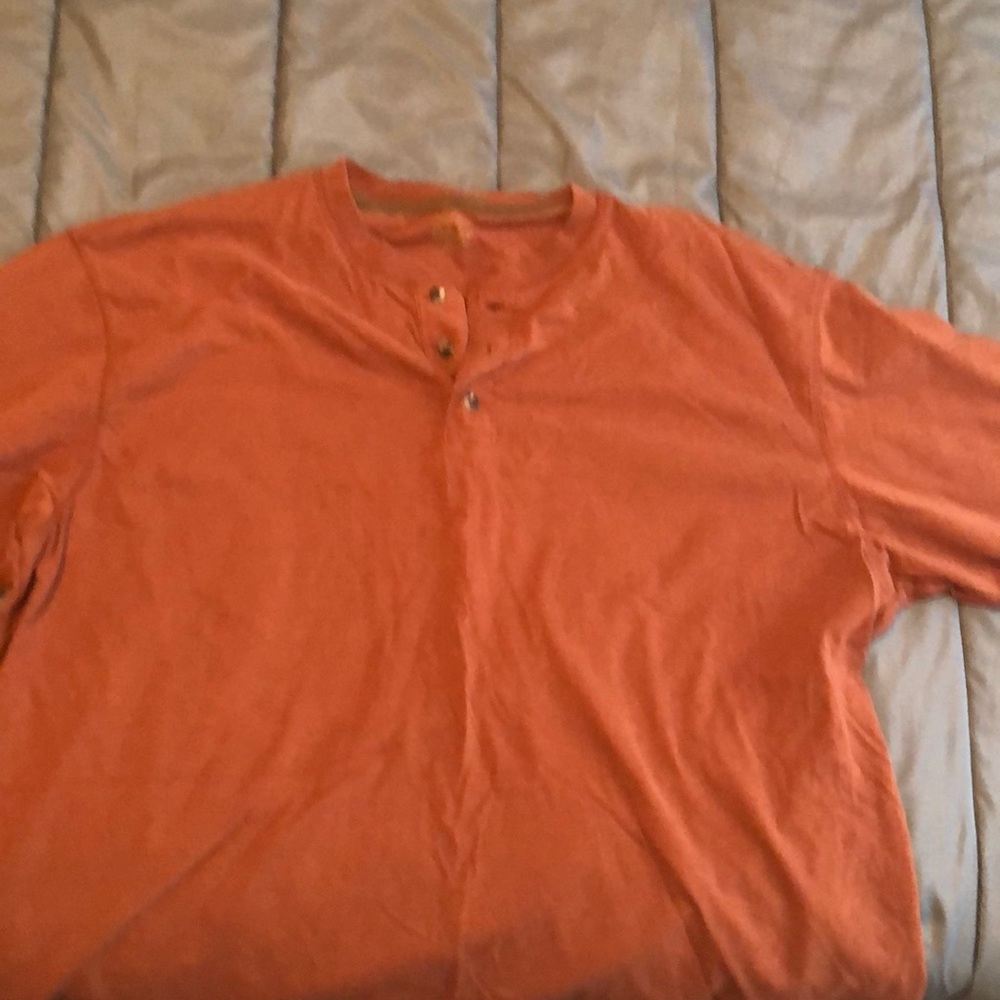 3xl cabelas 3 button Henley nwot rust w/tan accent